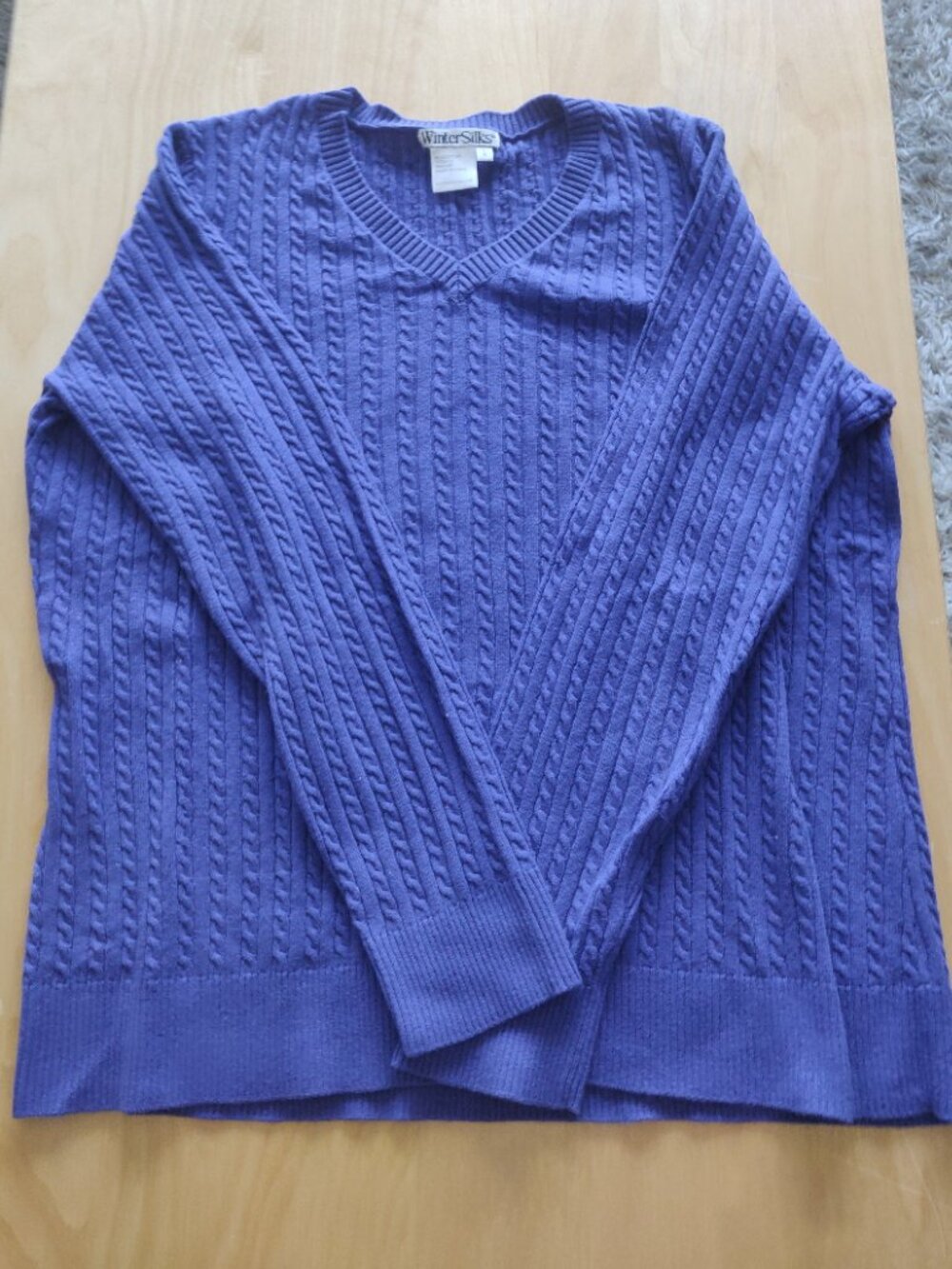 Winter Silks Large Royal Blue Cotton/Silk Sweater